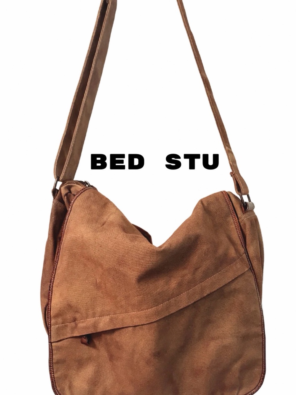 BED|STU Large Canvas Messenger Bag w/Leather Trim